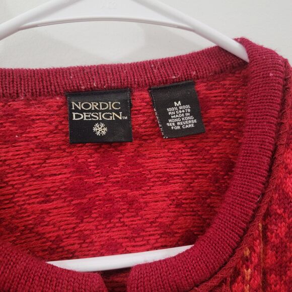 Nordic Design Womens Cardigan Size Medium Fair Isle Wool Regency Cozy Winter - Picture 9 of 9